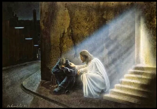 christ comforting a boy