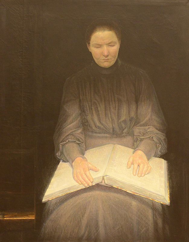 blind girl reading