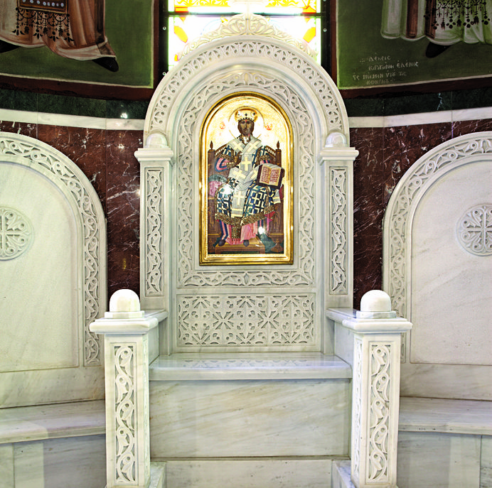 Christ icon on Bishop's throne